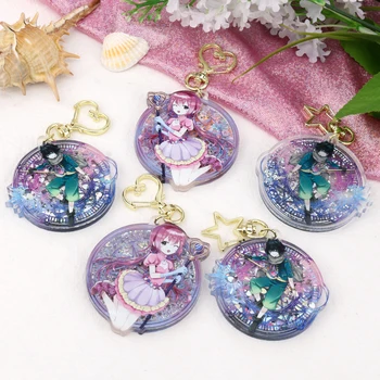 

Wholesale VOGRACE cheap OEM logo custom cartoon anime acrylic shake keychain printing transparent glitter shaker charms as gift