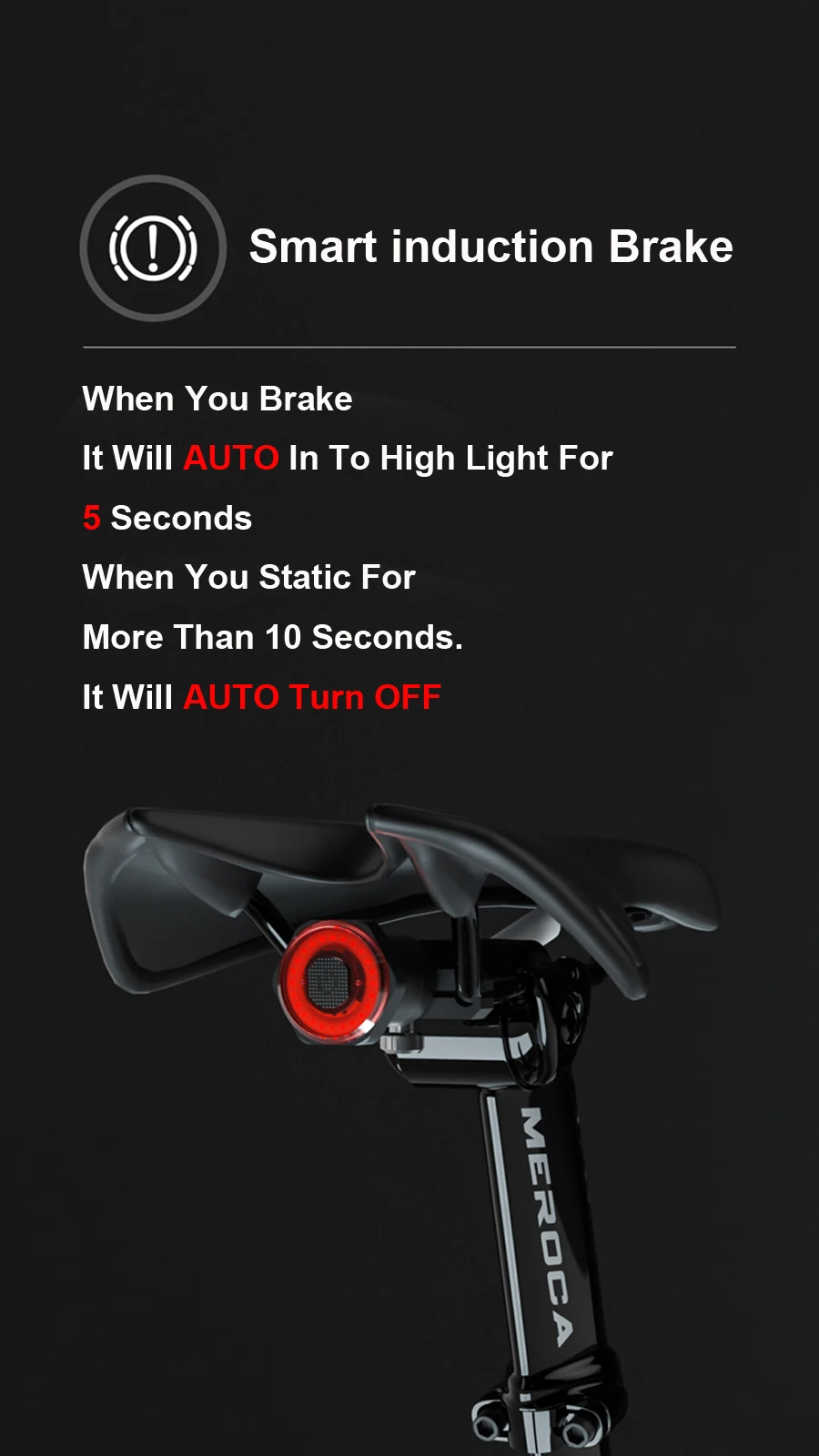 GENG Fahrrad Cateye Lichter 2ST Smart-Fahrrad-R/ücklicht Auto Start//Stop Brems Sensing IPx6 wasserdichte USB Charge Radfahren Heckscheinwerfer Fahrrad-Licht
