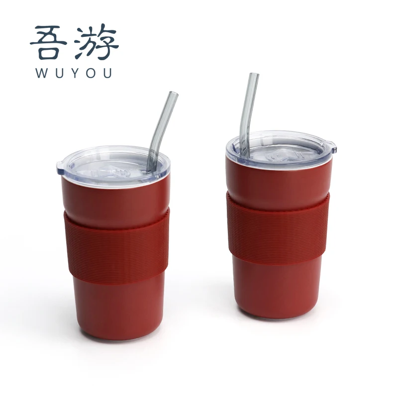 日本販売中 ストロー付きセラミックタンブラー家庭用カップセットかわいい大容量カップルのカップウェディングギフト 日本最安値 Toxicslink Org