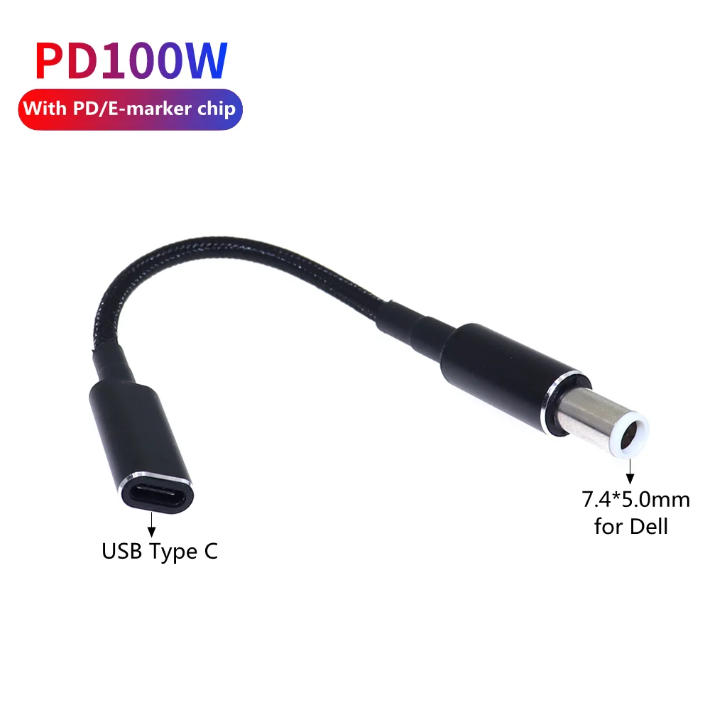 65W 90W Type-C Female to 7.4x5.0mm Male PD Charger Connector USB Type C Fast Charging Cable Laptop Adapter Converter for HP DELL |