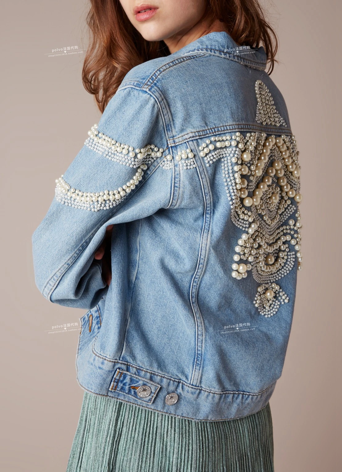 sandro pearl denim jacket