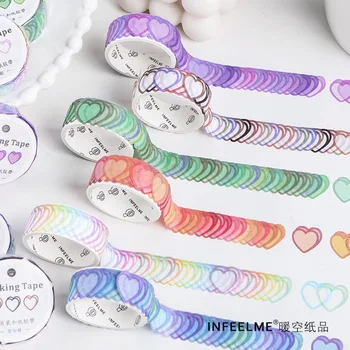 

MOGII Office Stationery 100pcs/Roll Heart Shape Washi Tapes Decorative Adhesive Diy Scrapbooking Stickers for School 2020