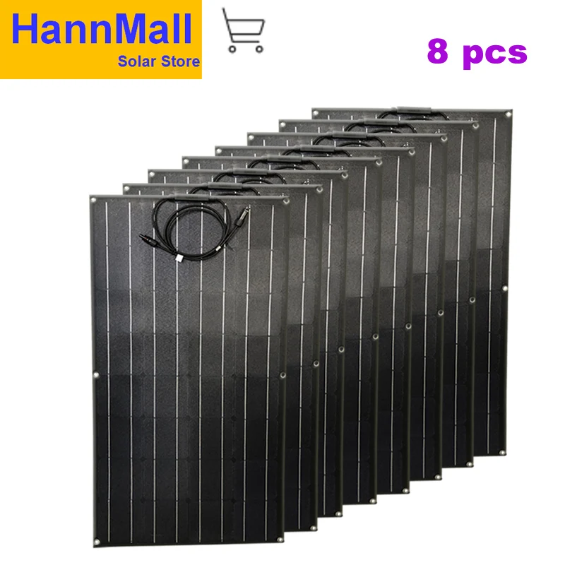 Painel solar 800 Вт ETFE Гибкая солнечная панель солнечная батарея panneau solaire 12V24V моно ячейка для RV лодки яхты автомобиля Караван зарядное устройство - Цвет: 8 PCS SOLAR PANEL