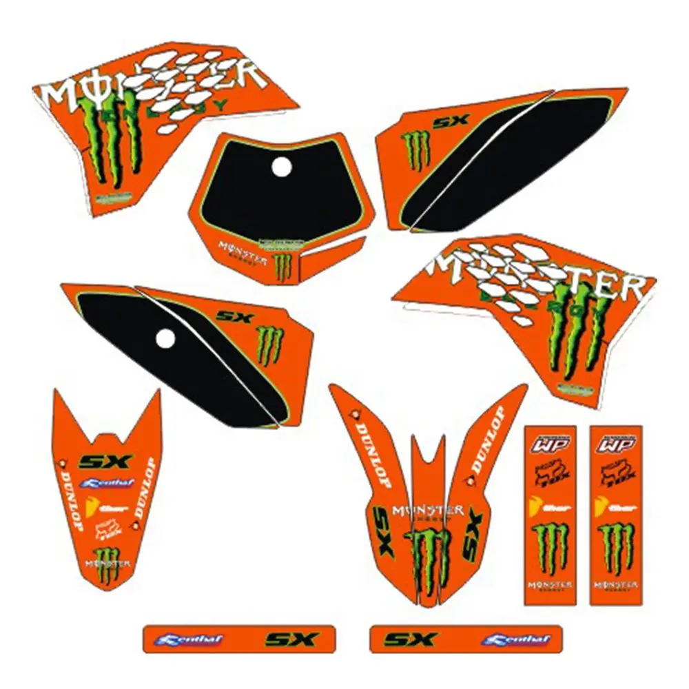 

Full Graphics Decals Stickers Custom Number Name 3M Bright Matte Stickers Waterproof For KTM SX50 2009-2013