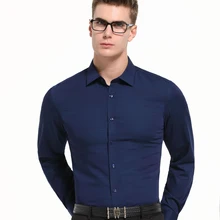 Мужская рубашка из бамбукового волокна, эластичная, легкая, в полоску, с принтом, удобная, мягкая, обычная, длинный рукав, формальная, деловая одежда, рубашки