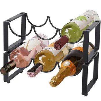 

Stackable Wine Rack Countertop Cabinet Champagne Holder Storage Stand Beer Organizer Home Decor Bar Metal Wine Display Racks