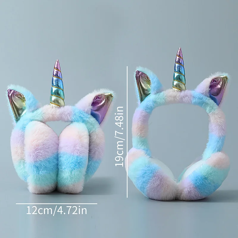 Tie Dye Unicorn Soft Earmuffs Winter Fur Headphones Warmer Children Colorful Plush Earflap Lovely Headwear Kids Ears Cover