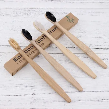 

50PCS Wood Bamboo Charcoal Toothbrush for Oral Health Low Carbon Medium Soft Bristle Handle Toothbrush Soft Biodegradable
