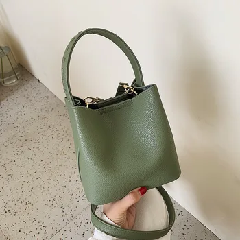 

Women's Handbag Handbag 2019 Fashion Basket Bag Lychee Pattern Simple Bucket Bag