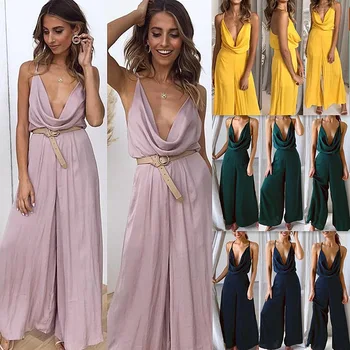 

Madam clothing OWLPRINCESS Women's Fashion New Summer Strap Solid Color Sexy Jumpsuits
