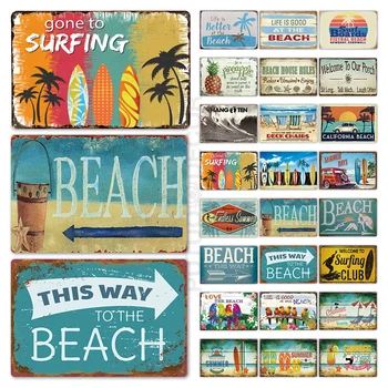 

Beach Theme Metal Tin Sign Vintage Door Wall Stickers Plaque Plate Club Classical Retro Painting Home Pub Metal Sign