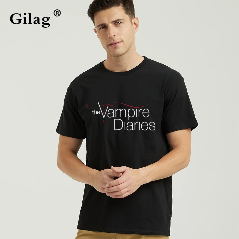 

GILAG men's t-shirts The vampire diaries breathable printed streetwear High Quality Tops Tee short sleeve vintage t shirt men