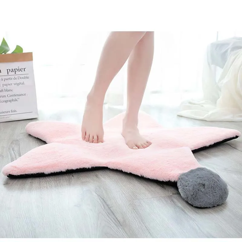 Искусственный кроличий мех Звезда Сердце коврик для спальни нескользящий мохнатый ковер домашний декоративный пушистый моющийся коврик для пола коврики