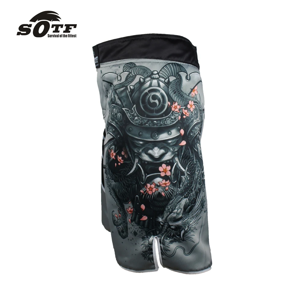 MMA Men's Japanese Samurai Gray Sports Fitness Boxer Shorts Cheap Pretorian Boxing Shorts Short Taekwondo Muay Thai Clothing mma shorts