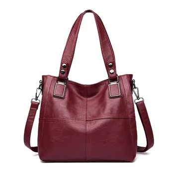 

Women's Luxury Handbag 2019 New European an American Patchwork Simple Single Shoulder Messenger Bag Designer Large Capacity Tote