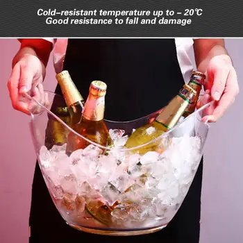 

Acrylic White Ice Buckets Ice Container Champagne Ice Bucket with Handle Bar KTV Supplies Red Wine Beer Party Bucket