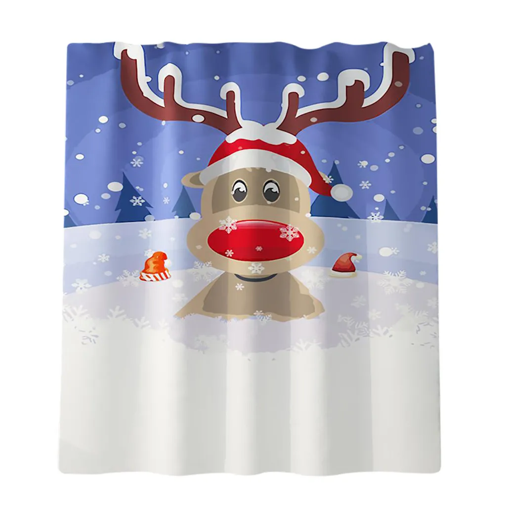 Рождественский снеговик с принтом, коврик для ванной комнаты и занавеска для душа, набор из четырех предметов, покрывало для туалета, коврик для ванной, набор для декора ванной комнаты - Цвет: D 1pc