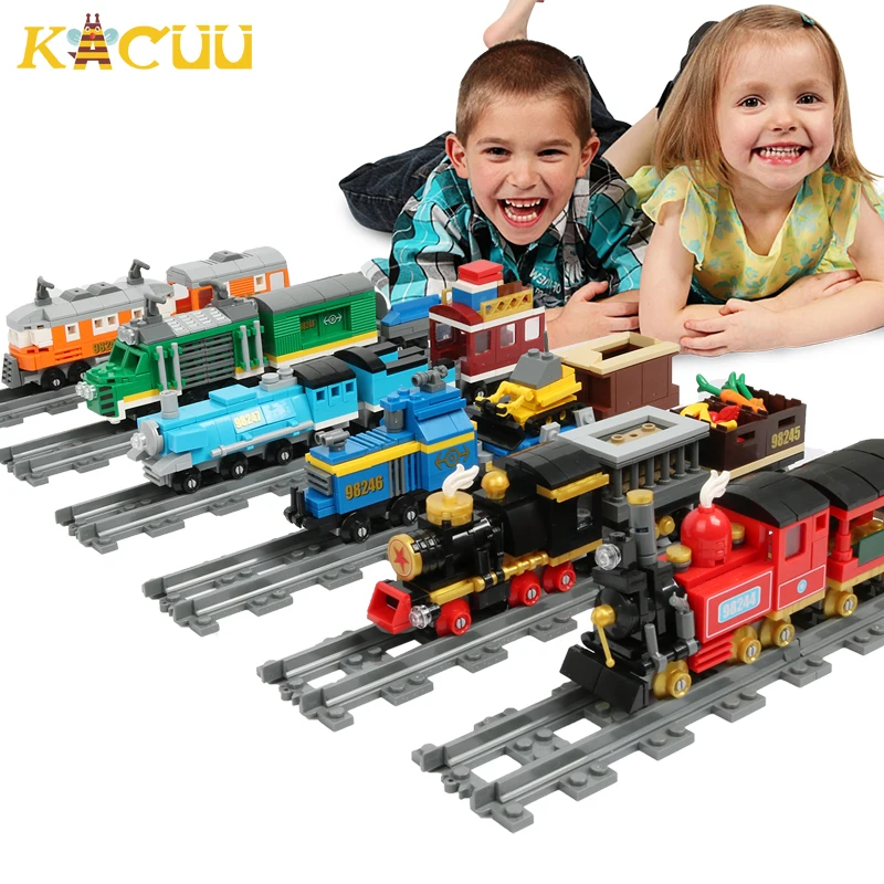 Price Newest City Train Blocks Compatible LegoINGLYs Building Blocks Tracks Rail Playmobil Model Construction Toys For Children Gift