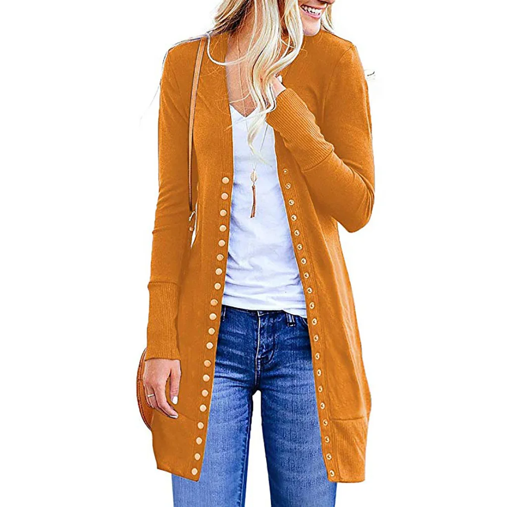 discounted The new 2019 ms autumn render joker cardigan long-sleeved jacket unlined upper garment of rivet sex