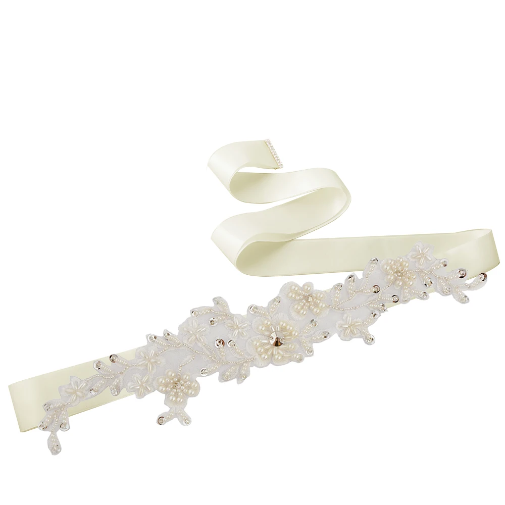 off white TRiXY S46 Элегантные Свадебные ремни с цветами, пояс для невесты с бисером, свадебные аксессуары с цветами, ленты для невесты - Цвет: off white