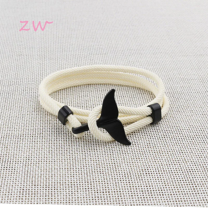 

Fashion Whale Tail Anchor Bracelets Men Multilayer Charm Rope Chain Bracelet Male Women Navy style Wrap Metal Sport Hook 3C0274
