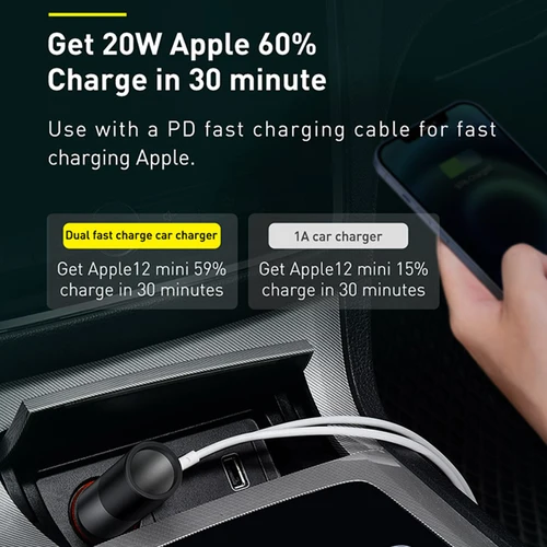 Baseus-120W 자동차 분배기 QC4.0 3.0 PD PPS 담배 라이터 소켓 듀얼 USB c형 아이폰 xiaomi용, 차량용 고속 충전기 어댑터 4