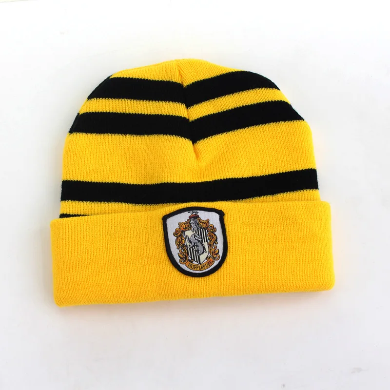 Шапка Magic School Potter Beanies унисекс для косплея, вязанная Осенняя шапка Skullies, женская уличная шапка в стиле хип-хоп, мужская шапка для папы, для колледжа - Цвет: HUFFLEPUFF