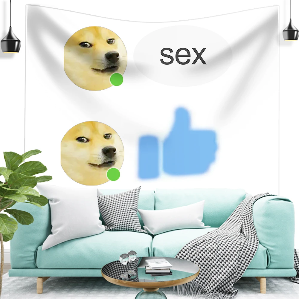 Doge сексуальный мем гобелен настенный Декор для комнаты хиппи Луна волка