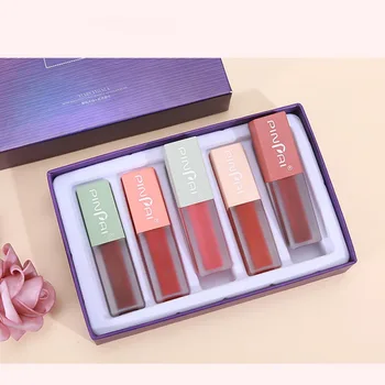 

Mousse Velvet Matte Lip Glaze Five-piece Set Easy To Color Long-lasting Waterproof Moisturizing Durable Gift Box