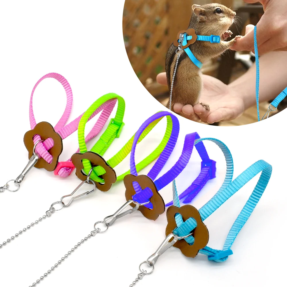 

Nylon Pet Harness and Leash For Hamster Adjustable Ferret Rat Mouse Bunny Harnesses Vest Lead Rope hamster leash