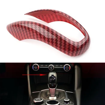 

For Alfa Romeo Giulia Stelvio 2017 2018 2019 2020 Red Carbon Fiber Car Interior Gear Shifter Knob Head Frame Cover Trim