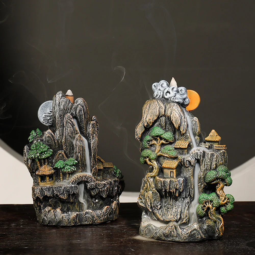 Waterfall Backflow Incense Burner Glowing Ball And 20Pcs Incense Cones Home Incense Holder