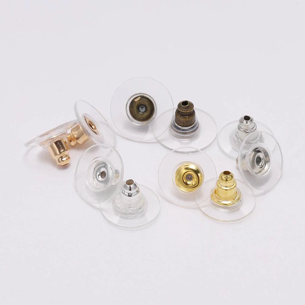 

100pcs/lot Gold Post Rubber Earring Backs Stopper Earnuts Stud Earring Back Supplies For DIY Jewelry Making Findings Accessories