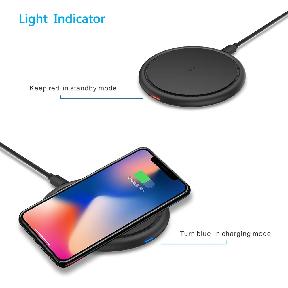RONTREE Беспроводное зарядное устройство для iPhone X/8/8 plus USB и Qi Зарядка для samsung Galaxy S8/S9/S9 Plus/S7/S7edge/S6 edge plus/Note 8