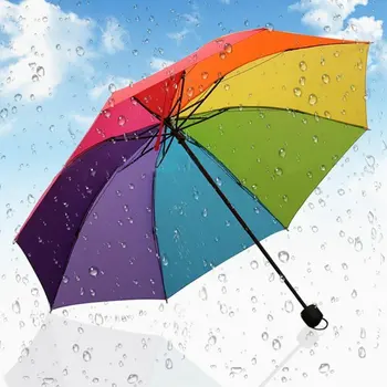 

New Children Umbrella Colorful Parasol Rainbow Folding Kid Rain Protection Chuva Paraguas Rain Brolly Household Essential Gadget