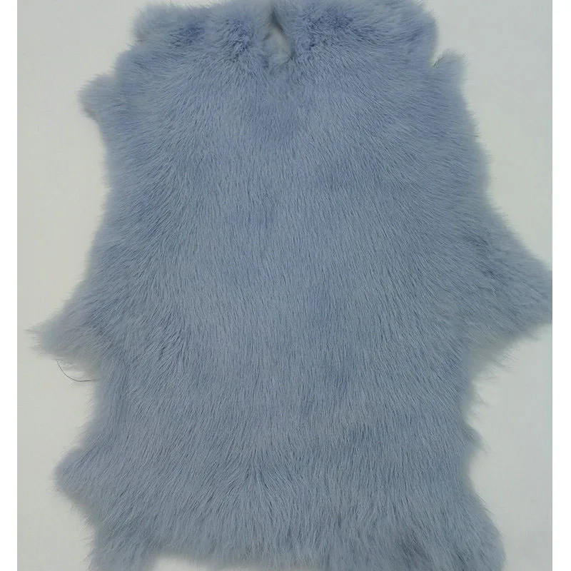Многоцветный натуральный настоящий кроличий мех цельный пушистый кроличий кожаный мех домашний Декор Аксессуары для одежды высокое качество - Цвет: light blue