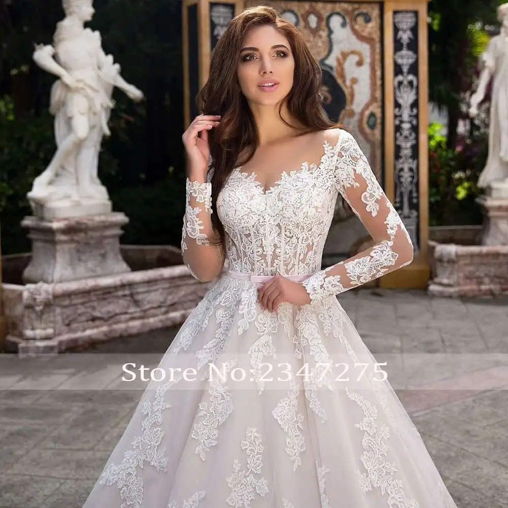 Vestido-De-Noiva-Long-Sleeve-Vintage-Wedding-Dresses-2020-Appliques-Button-Court-Train-A-Line-Bridal (2)