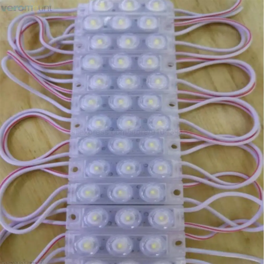 20pcs LED Injection Module With Round Lens 12V DC 2835 3SMD Module String 40x10mm IP65 Waterproof 1.5W for Advertisement Sign