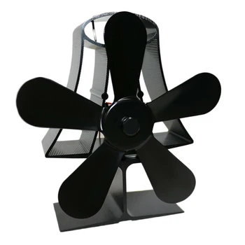 

5 Blades Heat Powered Stove Fan Wood Log Burner Fireplace Eco Friendly Top Fan