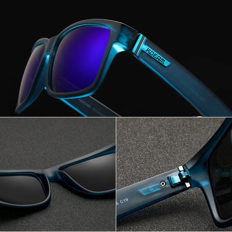 KDEAM New All Black Square Polarized Sunglasses Men Flat Top Designer Glasses Accessories Included CE