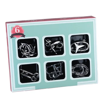 

6Pcs Zinc Alloy Magic Educational Toy Brain Teaser Intelligence Buckle Box Child Adult Interactive Game Reliever Educational Toy
