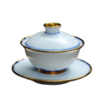 

Tea Cup Set Blue and White Porcelain Gaiwan Tea Bowl Saucer Filter Puer Teacup Teaware Drinkware Master Vintage Tea Bowl Cups