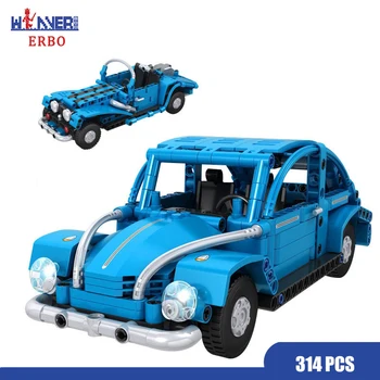 

ERBO 314Pcs Technic Mini Building Blocks Vehicle Assemable Educational Toys for Children Beetle Police Truck Car Bricks Toys