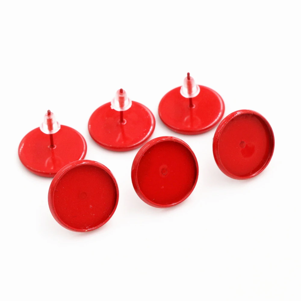 

14mm 20pcs/Lot Red Colors Plated Earring Studs,Earrings Blank/Base,Fit 14mm Glass Cabochons,Earring setting-O5-02