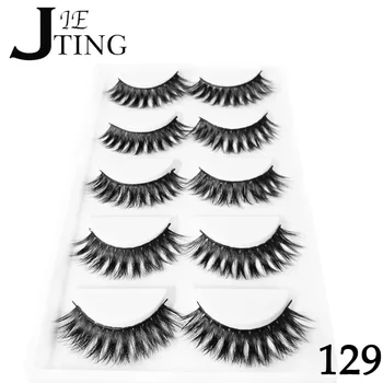 

New Style 5D False Eyelashes Handmade 5-Pairs Densely 129 Eyelash Natural Lengthening Fiber volume Eyelash Extension Tools