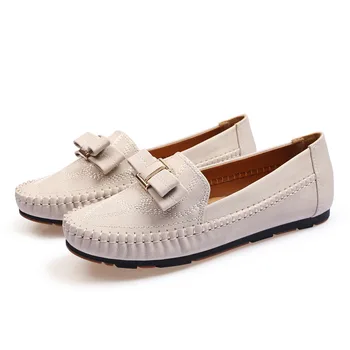 

Flats shallow casual shoes woman bowknot soft bottom loafers 2020 new round toe footwear roll-up shoes