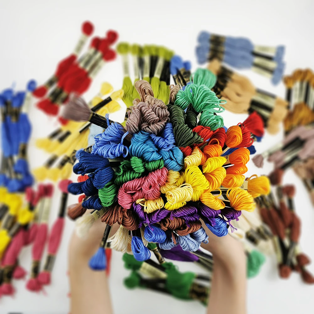 

Sanbest 12 Skeins/set Double Mercerized Cotton Floss Cross Stitch Embroidery Thread 8 Meters 6 Strands Threads Wholesale TH00044