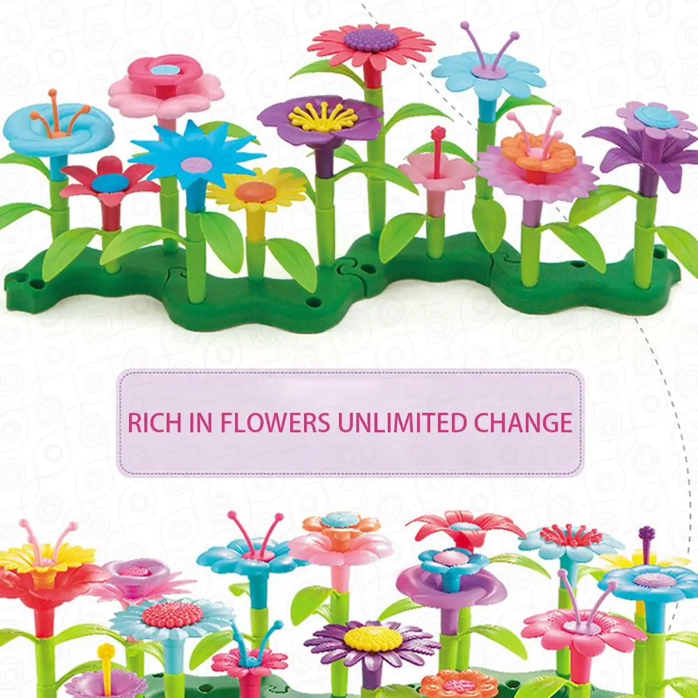 Детская развивающая игрушка девочка строительные блоки игрушки Poppy's Garden World DIY цветочная композиция горшечные растения