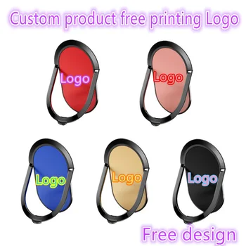 

100pcs Customized products free print logo All metal colorful mobile phone ring buckle finger ring car holder