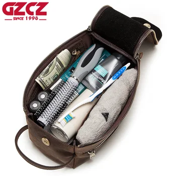 

2020 New Cosmetic Bag Fashion Multi-function Crazy Horse Leather Travel Storage Makeup Bag Men Women Portable Wash Bag Hot Sale